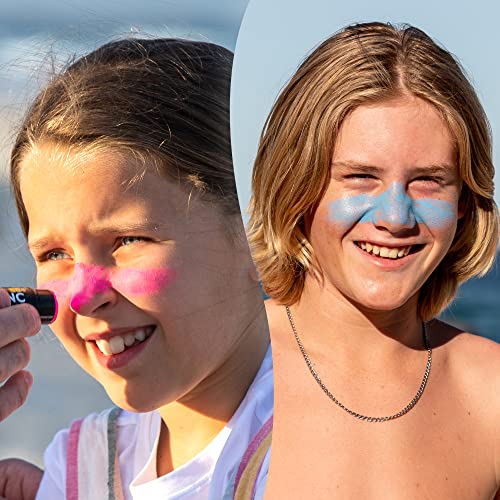 Sun Zapper Zinc Stick Mineral Sunscreen (Light Skin Tone, Pink, Blue, Green, Yellow) SPF 50+ Water Resistant for Face & Body, Adults, Kids, 8-Pack Broad Spectrum Sun Block, Made in Australia