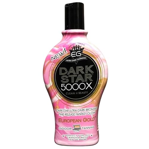 European Gold Dark Star 5000X Indoor Tanning Lotion with Time-Release Formula Dark Accelerator for Indoor Tanning Beds & Outdoor Sun Tan 12 oz