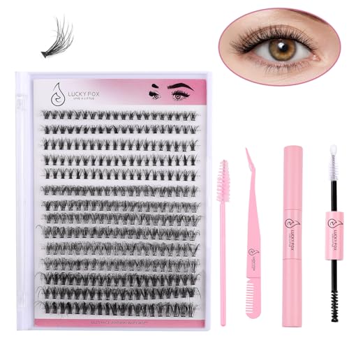 DIY EyeLashes Extensions Kit 280pcs Individual Lashes Clusters 30D 40D 50D 8-16mm Natural Fluffy Cat Eye Faux Mink Curl False Eyelash with Bond Seal Tweezers Lash Glue Remover (30D + Kit)