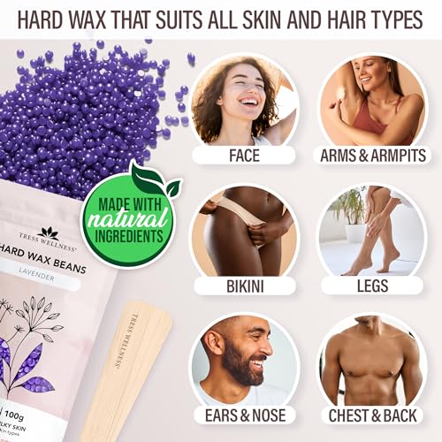 Tress Wellness Waxing Kit for Sensitive Skin, Safe for Face & Skin, Prep & Aftercare Spray, Easy to Use, At-Home Kit for Face, Bikini, Brazilian & Full Body - Digital Display, Watercolor White
