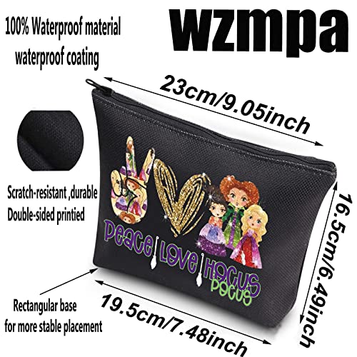 WZMPA Hocus Movie Cosmetic Bag Witch Sisters Fans Gift Peace Love Hocus Makeup Zipper Pouch Bag For Women Girls (Peace Hocus)