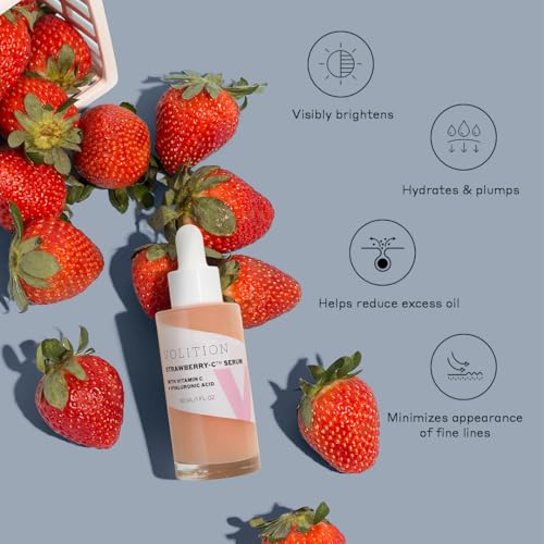 Volition Beauty Strawberry-C Brightening Serum with Vitamin C + Hyaluronic Acid | Soothes, Reduces Excess Oil, Improves Skin Luminosity & Smooths the Look of Wrinkles | Vegan