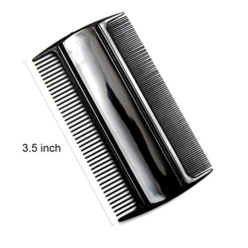 Favorict (3 Pack) 3.5" Pocket Hair Comb Beard & Mustache 2 Sides Combs for Men's Hair Beard Mustache and Sideburns (Black)