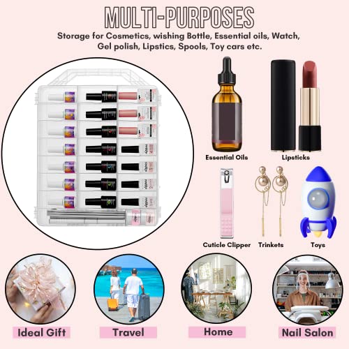 Makartt Nail Polish Organizer: Clear Universal Nail Polish Holder for 48 Bottles, Portable Sturdy Gel Nail Polish Organizer Case with 8 Adjustable Dividers, Space Saver for Nail Bottles Display Travel