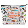 WZMPA Michigan State Travel Cosmetic Bag Michigan Souvenirs Gifts Take Me To Michigan Zipper Pouch Bag Michigan State Merchandise (To Michigan)
