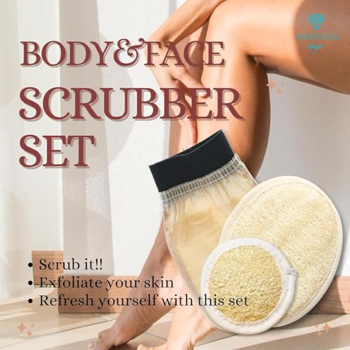 Turkish Hammam Cream Exfoliating Kesse & Body Loofah & Face Loofah, for Shower Exfoliating Mitt Body Scrubber Skin Exfoliator & Dead Skin Remover for Women & Men 3 Count (Pack of 1)