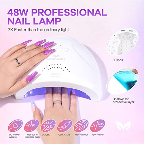 Morovan Gel Nail Polish Kit with UV Light: 36 Colors Gel Nail Polish Set with Pure Gillter Gel Polish Soak Off Gel Nail Kit Contain Base & Top Coat Nail Polish Starter Kit