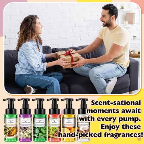 6 Pack Natural Foaming Hand Soap with Pump Care Moisturizing Liquid Fresh Flavor Foam Hand Wash Employee Appreciation Gift for Kitchen Bathroom Family Teacher Doctor 8.75 Fl oz