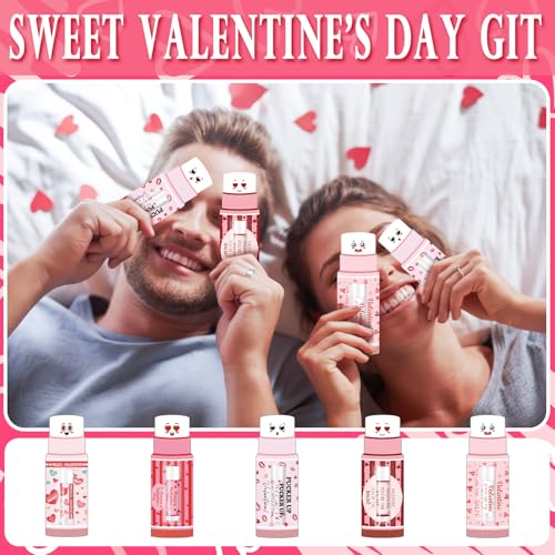 Loopeer 25 Pcs Valentines Lip Balms Bulk Galentines Day Party Favors Valentines Basket Stuffers Moisturizing Lip Balm Favors for Women Coworker Friends Teacher Classroom Exchange Prize(Lipstick Style)