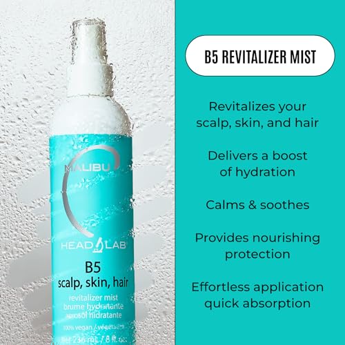 Malibu C Hard Water Wellness Hair Remedy (3 Packets) + B5 Scalp Revitalizer Mist (8 oz) - Remove Impurities & Restore Moisture - Protects and Soothes Sensitive Scalp with Vitamin C & Allatonin