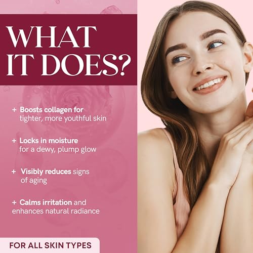 Collagen Face Serum with Rose ? Firms Skin, Boosts Hydration, Soothes Dryness ? Dermatologist Tested, Anti-Aging, Korean Skin Care ? Clean Vegan Formula for Sensitive Skin ? 2 Fl Oz