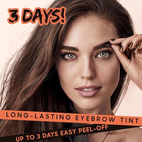 Tattoo Eyebrow Gel Easy Peel Off - Eyebrow Tint Peel Off Long-Lasting Waterproof Transfer-Proof Brow Gel For Fuller & Defined Looking Eyebrows (Dark Brown)