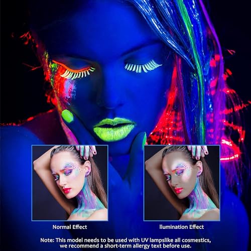12 Pcs Face Painting Kits, Glow In The Dark Under UV Black Light Sticks£¬Glow Face Body Paint Party Supplies£¬for Adult Birthday, Halloween, Thanksgiving Day, Cosplay Makeup Neon Gifts