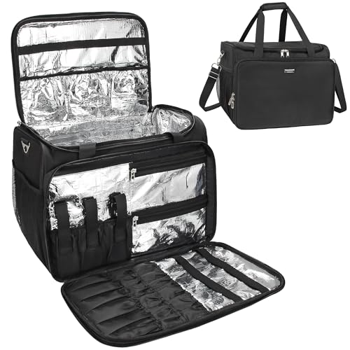 Professional Hairdressing Bag,Hairstylist Travel Bag,Cosmetics Beauty Hairdresser Bag with Shoulder Strap,Hair Makeup Salon Organizer Bag for Barber Insulation Material