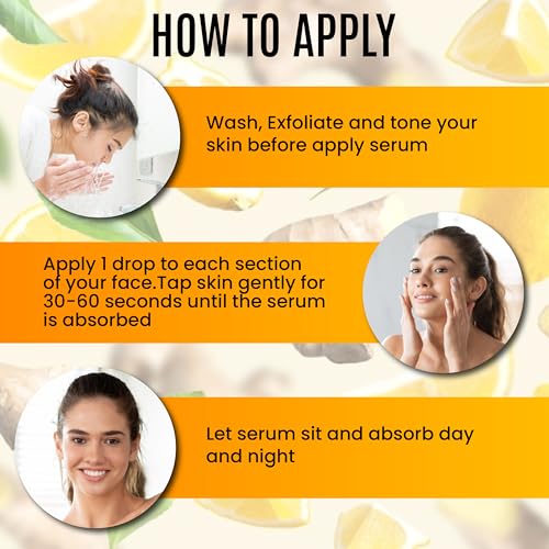 Ginger Vitamin C Serum for Face ? Organic Facial Serum with Hyaluronic Acid & Turmeric Root | Hydrating Moisturizer for Dull, Dry Skin ? Reduces Acne, Wrinkles & Hyperpigmentation - 1FL OZ
