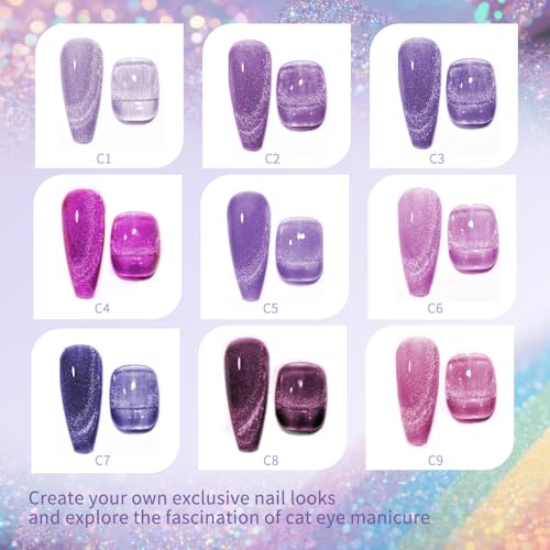 10ml Gel Cat Eye Nail Polish Kit - 18Pcs Cat Eye Magnetic Nail Polish With Magnetic Iron Rod Double Ended Nail Tool, Long-Lasting and Non-Fading Creating Fashionable Manicures