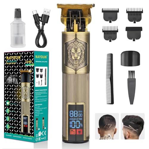 T-Blade Trimmer for Men Professional Hair Clippers Barber Beard Trimme Hair Trimmer with LCD Display T Liners Cordless Zero Gapped Shavers Edgers Clipper for Hair Cutting