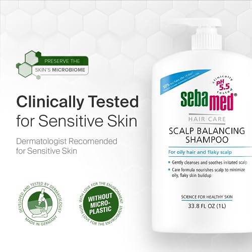SEBAMED Scalp Balancing Shampoo - Gentle Anti Dandruff Shampoo Formula for Oily Hair and Flaky Scalp 33.8 Fluid Ounces (1 Liter with Pump)
