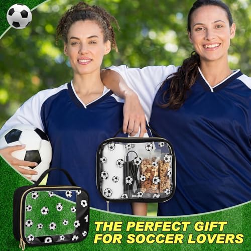 Hillban 6 Pack Soccer Gifts Clear Makeup Bag with Handle Travel Toiletry Bag for Women Sport Goodie Cosmetic Organizer Zipper Pouch for Soccer Party Favors Supplies