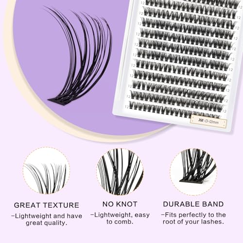 Lash Clusters Individual Lashes B&Q 280 PCS Eyelash False 35D 45D Extension Fluffy Natural Cluster Extensions DIY at Home (35D-0.07C,10-18MIX)