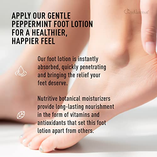 Just Nutritive Peppermint Foot Lotion | Best Soothing Relief for Tired Feet | Feet Tingle as the Peppermint essential oil goes deep to help relieve aches and tension