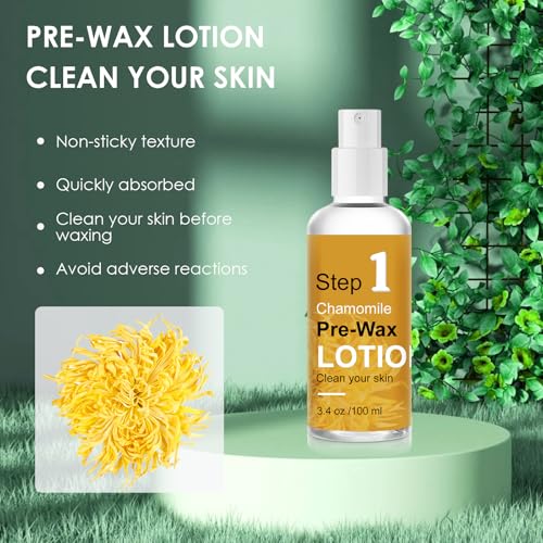 Pre Wax Spray and After Wax Spray, Triple-bottle Skin Care Set with Pre-wax Cleanser, Wax Remover Oil and Skin Soother Organic Aloe Vera Gel for Sensitive Skin - 100ML