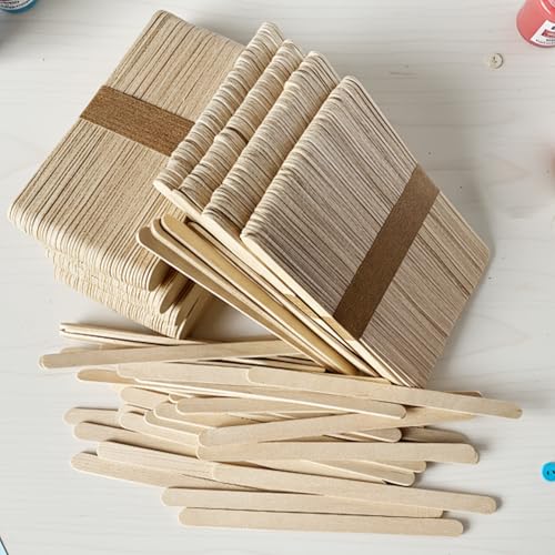 500PCS Professional Wax Sticks, Wooden Hair Removal Applicators, Natural, 5.9 Inch, 2 Sizes for Body and Precise Areas