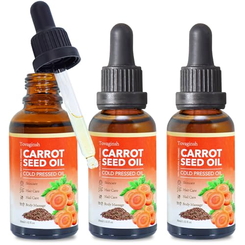 3Pack Organic Carrot Seed Oil for Hair & Skin, 100% Pure Natural Unrefined Duacus Carota Carrot Carrier Oil for Face and Lip Care, Scalp & Body Massage