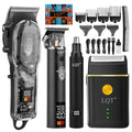 Men's Professional Hair Clipper & Trimmer Set with LED Display, Zero-Gap T-Blade, Cordless Nose Hair Trimmer, Electric Foil Shaver, Rechargeable Grooming Kit, Suitable for Barber Shops & Home Use