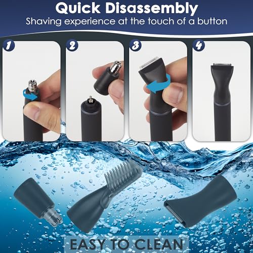 Nose Ear Hair Trimmer for Men, Rechargeable 3 in 1 Grooming Kit for Nose, Ear, Eyebrow & Body Hair, No Pull No Snag Painless Trimming with 3 Replacement Heads
