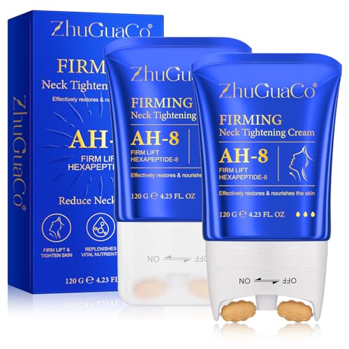 Neck Firming Cream with Roller, AH-8 Firming Neck Cream for Sagging and Tighten, Best for Tightening Sagging Skin, Lifting firming Cream for Loose Skin, Reduce Wrinkles, Fine Lines,Nourish, 8.46 Fl Oz