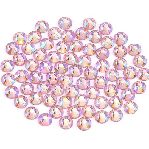 Novani Pink AB Rhinestones Glass Rhinestone for Crafts Flatback Crystals Gems and Rhinestones for Nails Art Makeup Face Clothes Shoes Decoration DIY(SS20, 1440pcs, Pink AB)