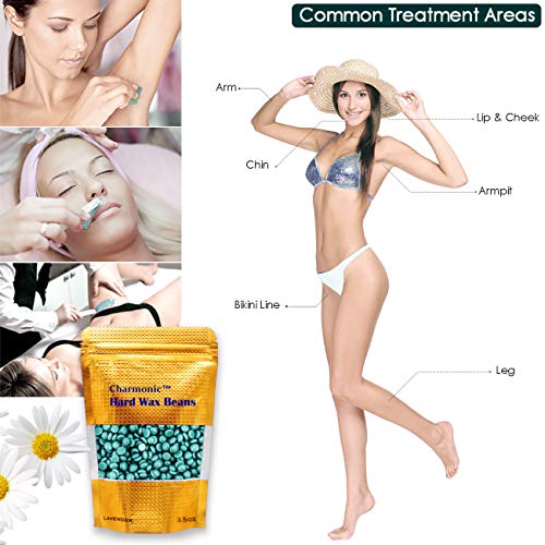 Charmonic 1.1 lb/ 500g Wax Beads, Hard Waxing Beads for Face, Eyebrow, Brazilian, Legs, Body and Bikini Hair Wax Removal, Wax Beans, At Home Waxing Kit for Women & Men
