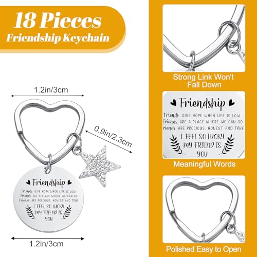 Paterr 24 Pcs Friend Gifts for Women Friendsgiving Makeup Bags Friendship Keychains Galentines Valentine Gifts for Friends Bulk Cosmetic Bags with Zipper for BFF Bestie Birthday Decorations(Star)