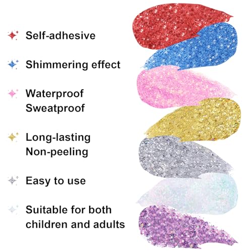 Christmas Body Glitter Stick, Purple Sequin Hair Glitter for Rumi Costume Cosplay and Tattoos Makeup, Chunky Glitter Face Paint, Waterproof Hair Glitter Gel for Glirs and Women (Purple)