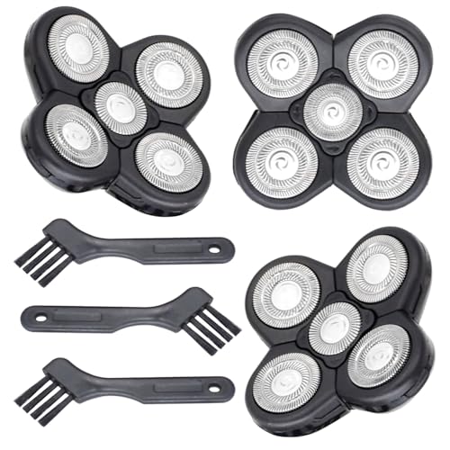 3 Pack Blades Refills Compatible with Freebird Shaver, 5 Blades Shaver Replacement Head for Bald Men, Electric Razor Replacement Heads for Freedom Grooming with 3 Cleaning Brush