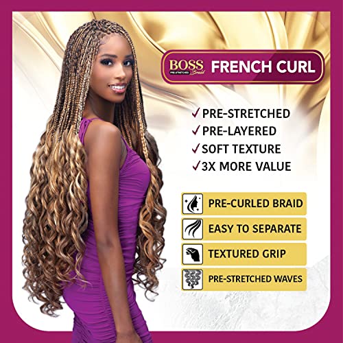 Bobbi Boss Boss Pre-Stretched Braids 3X Knotless French Curl Braiding Hair 28" (1 Pack, 1)