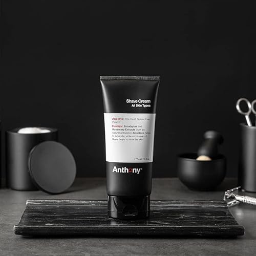 Anthony Shaving Cream Mens Sensitive Skin: Squalane, Eucalyptus, Spearmint and Rosemary Extracts, Help Soothe, Refresh, Cool, and Condition Your Skin for Shave 6 Fl Oz 3 Pack