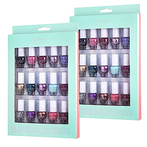 Nicole Miller Mini Nail Polish Set ? Glossy, Vibrant Colors for Fingernails & Toenails, 2 Pack Trendy Collection