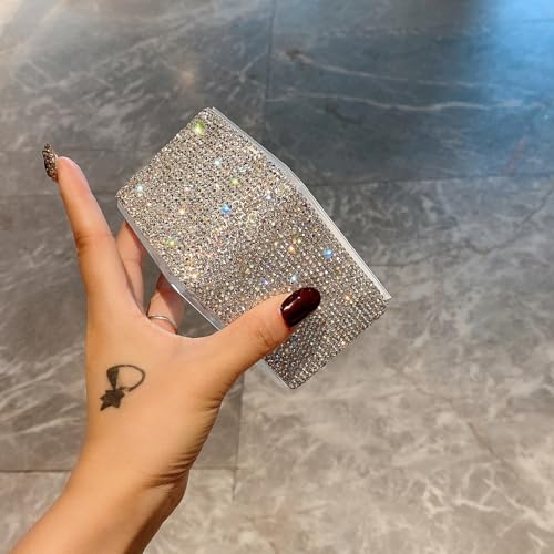 Bling Luxurious Rhinestone Desktop Organizer - High-End Makeup Storage Box Organizer Holder - Elegant Vanity Lipstick Display for Bedroom Dressing Table (Silver)