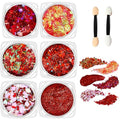 Red Body Glitter Face Glitter Red Hair Glitter Gel Festival Face Paint Rave Makeup Glitter Valentines Face Gems 6 Shapes Fine Chunky Glitter Gel for Women Girls