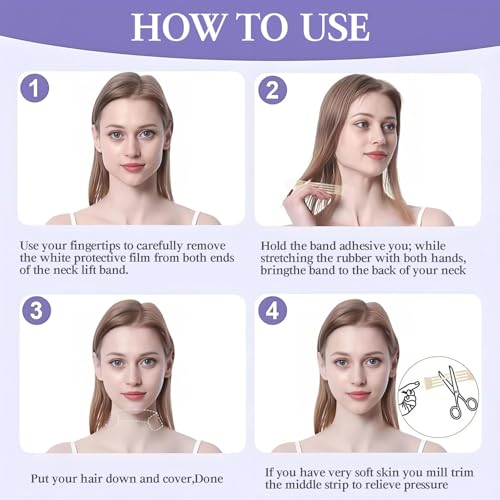 Neck Lift Tape,Neck Tape Lifting Invisible, Instant Lift for Sagging Skin & Wrinkles,(4 Elastic Bands + 20 Replacement Patches) Hypoallergenic Neck Behind Lift Tape for All Skin Types (20PCS)