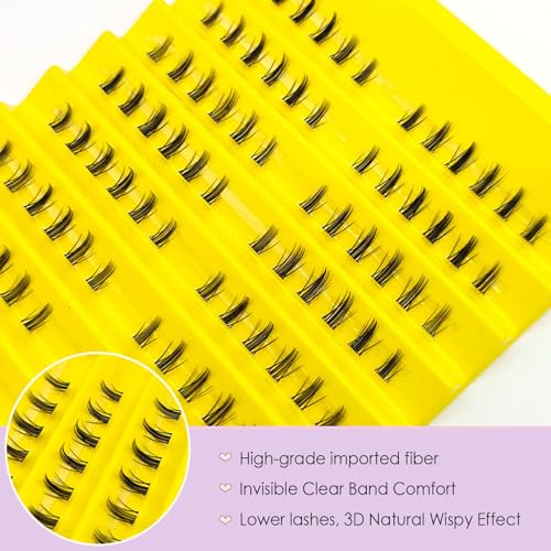 Bottom Lash Clusters DIY Lash Extension Lower Individual Lashes 120Pcs Wispy Natural Look Lower Eyelash Clusters 6MM Individual Cluster Lashes Manga Bottom Cluster Lashes By MUQIU37 (MQ208)