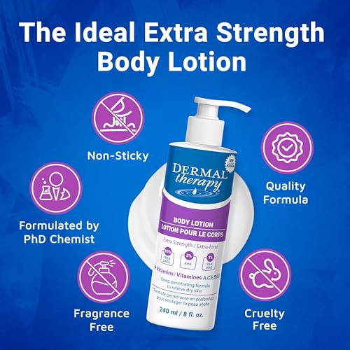 Dermal Therapy Extra Strength Body Lotion ? Hydrating Formula with 10% Urea and 5% Alpha Hydroxy Acids | Helps Smooth and Moisturize Dry Skin | 8 fl oz (2-Pack)