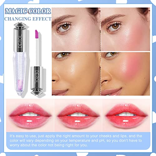 Color Changing Clear Liquid Blush for Cheeks and Lips, Moisturizing Multi-use Rouge Gel, Magic Tinted Balm Waterproof Transparent Cream Liquid Rubor, Glossy Shiny Finish Korean Blush Makeup -5ml