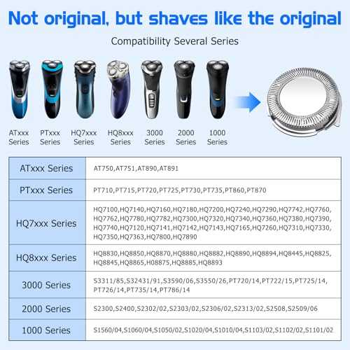 SH30/HQ8 Replacement Heads for Series 1000/2000/3000/PTxxx/ATxxx/HQ7xxx/HQ8xxx Razors ? Upgraded Compatibility, 6-Pack
