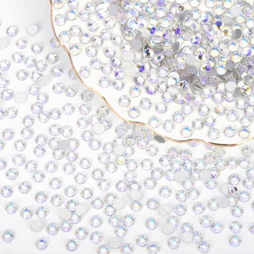 2000PCS Moonlight Rhinestones Bulk, Flat Back Crystal Glass Stone Round Gems,SS30, 6.4-6.6mm