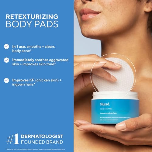 Murad Retexturizing Body Pads ? Acne-Fighting Exfoliating Pads with Azelaic, Salicylic, and Glycolic Acid for Acne Breakouts, Smoothing KP Bumps, and Soothing Aggravated Skin ? 45 Pads