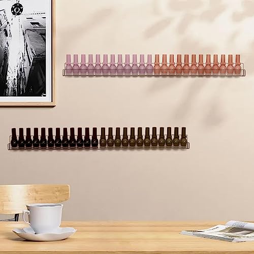 6Pcs/Set 24 Inch Nail Polish Rack Wall Mounted, Lipstick Essential Oil Bottle Clear Holder Organizer, Big Display Stand Wall Shelf for Bottle Cup Make-ups