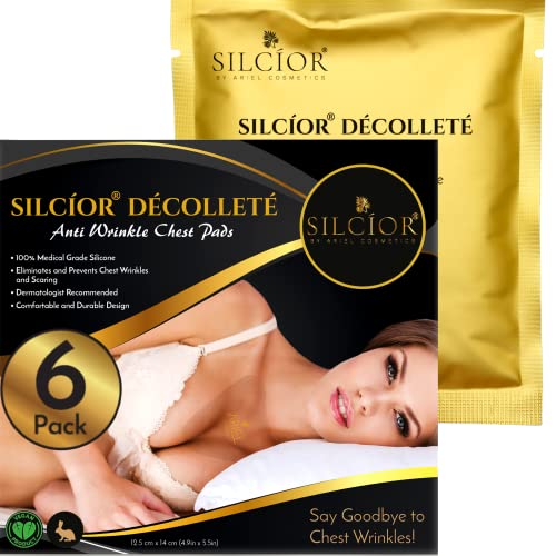 6 PACK Anti Wrinkle Chest Pads, Decollete Pads for Chest Wrinkles, Silicone Chest Wrinkle Pads, Reusable Silicon Chest Patches, Wrinkle Sleeping Pads, Cruelty-free (6 Pack)